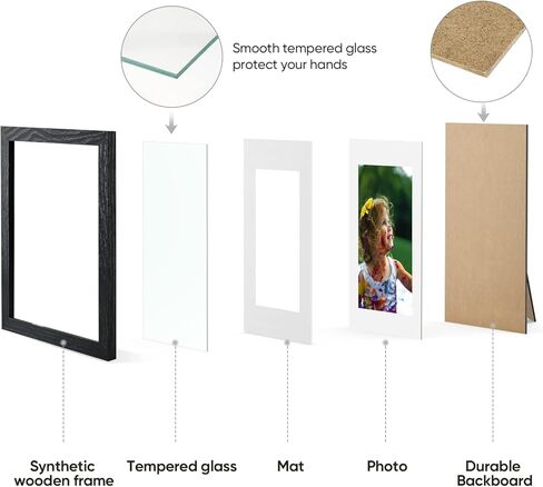Nacial 4x6 Picture Frame Set of 4, Rustic Retro White Picture Frames with Tempered Glass, Display Pictures 3.5 x 5 with Mat or 4 x 6 Without Mat, White Photo Frame for Wall and Table Mounting in Saudi Arabia