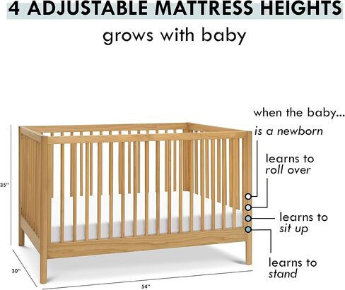 DaVinci Birdie 3-in-1 Convertible Crib, Honey, Easy Assemble, Greenguard Gold Certified in Kuwait