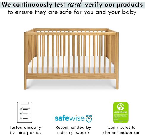 DaVinci Birdie 3-in-1 Convertible Crib, Honey, Easy Assemble, Greenguard Gold Certified in Kuwait