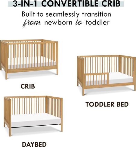 DaVinci Birdie 3-in-1 Convertible Crib, Honey, Easy Assemble, Greenguard Gold Certified in Kuwait