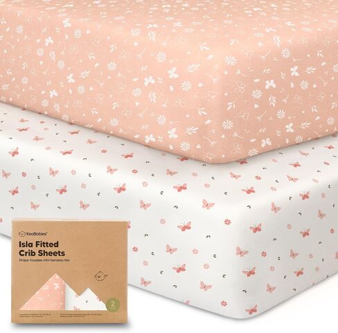 KeaBabies 2-Pack Baby Crib Sheets for Boys, Girls, 52x28 Fitted (Cameo) | Viscose Derived from Bamboo, Toddler Bed Sheets Neutral, Fitted Crib Mattress Sheet for Standard Baby Bedding, Soft, Cozy in Saudi Arabia