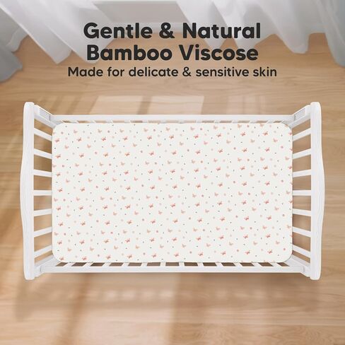 KeaBabies 2-Pack Baby Crib Sheets for Boys, Girls, 52x28 Fitted (Cameo) | Viscose Derived from Bamboo, Toddler Bed Sheets Neutral, Fitted Crib Mattress Sheet for Standard Baby Bedding, Soft, Cozy in Saudi Arabia