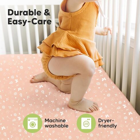 KeaBabies 2-Pack Baby Crib Sheets for Boys, Girls, 52x28 Fitted (Cameo) | Viscose Derived from Bamboo, Toddler Bed Sheets Neutral, Fitted Crib Mattress Sheet for Standard Baby Bedding, Soft, Cozy in Saudi Arabia