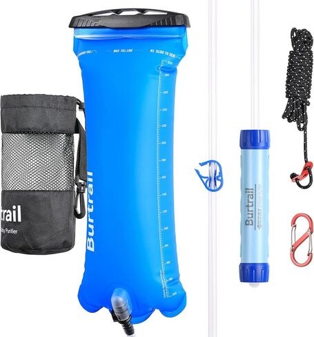 Burtrail Gravity Water Filter,Portable Gravity-Fed Water Purifier with 3L Hydration Bladder,Survival Gear and Supplies for Camping,Hiking,Backpacking,Emergency Preparedness in Saudi Arabia