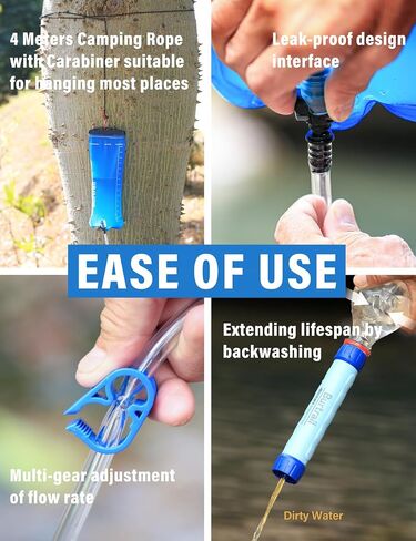 Burtrail Gravity Water Filter,Portable Gravity-Fed Water Purifier with 3L Hydration Bladder,Survival Gear and Supplies for Camping,Hiking,Backpacking,Emergency Preparedness in Saudi Arabia
