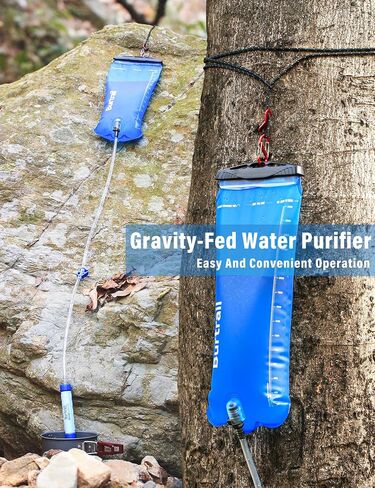 Burtrail Gravity Water Filter,Portable Gravity-Fed Water Purifier with 3L Hydration Bladder,Survival Gear and Supplies for Camping,Hiking,Backpacking,Emergency Preparedness in Saudi Arabia