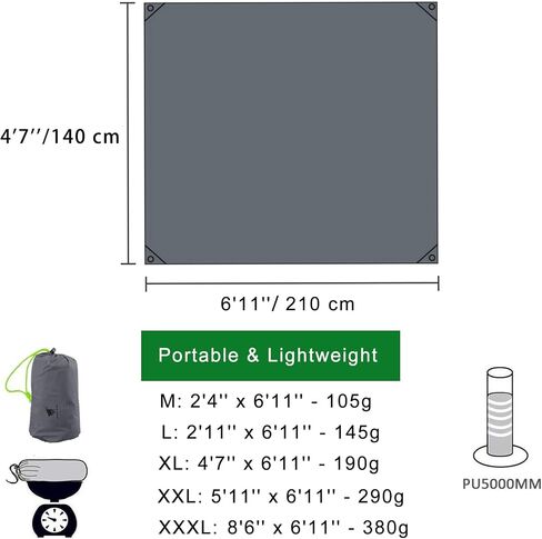 GEERTOP Portable Waterproof Tent Footprints Lightweight Camping Tent Ground Sheet Mat Sunshade Shelter for Outdoor Backpacking Hiking Picnic Travel in Kuwait