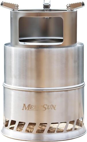 موقد خشب للتخييم كبير الحجم من MEETSUN، موقد حرق الخشب المحمول من الفولاذ المقاوم للصدأ، موقد على الظهر، موقد نار، موقد كحول صلب للتخييم، التنزه سيرًا على الأقدام، نزهة داخلية، حديقة شواء in Kuwait