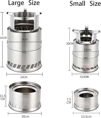 موقد خشب للتخييم كبير الحجم من MEETSUN، موقد حرق الخشب المحمول من الفولاذ المقاوم للصدأ، موقد على الظهر، موقد نار، موقد كحول صلب للتخييم، التنزه سيرًا على الأقدام، نزهة داخلية، حديقة شواء in Kuwait