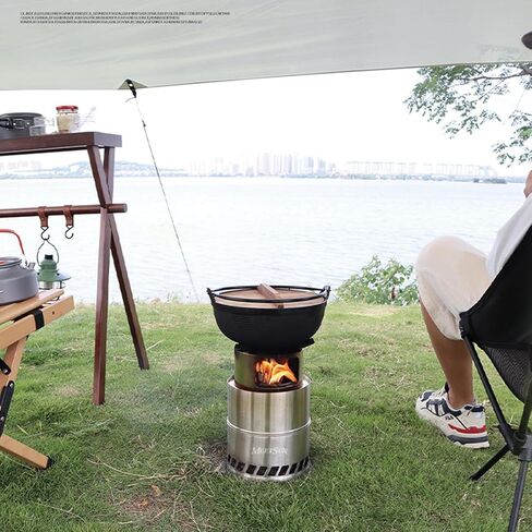 موقد خشب للتخييم كبير الحجم من MEETSUN، موقد حرق الخشب المحمول من الفولاذ المقاوم للصدأ، موقد على الظهر، موقد نار، موقد كحول صلب للتخييم، التنزه سيرًا على الأقدام، نزهة داخلية، حديقة شواء in Kuwait
