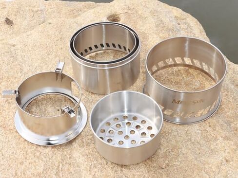 موقد خشب للتخييم كبير الحجم من MEETSUN، موقد حرق الخشب المحمول من الفولاذ المقاوم للصدأ، موقد على الظهر، موقد نار، موقد كحول صلب للتخييم، التنزه سيرًا على الأقدام، نزهة داخلية، حديقة شواء in Kuwait