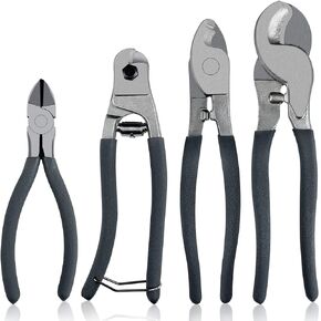 Wire Cable Cutters Set (Heavy Duty Industrial Grade 4 Piece Set) Includes 10" & 8" Wire Cutters, 8" Cable Cutter, & 6" Diagonal Cutting Pliers - Perfect for Cutting Electrical Wire, Rope, & Cables in Saudi Arabia