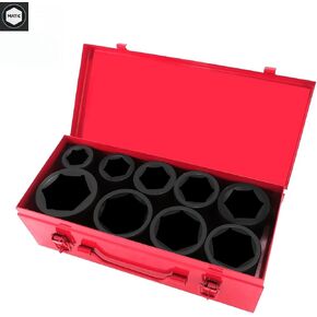 1 Inch Drive Deep Impact Socket Set,9 Pieces,6-Point,SAE Sizes (1",1-1/8",1-1/14",1-3/8",1-1/2",1-5/8",1-3/4",1-7/8",2"),Cr-Mo Steel