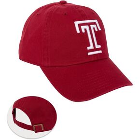 Desert Cactus Temple University Baseball Hat TU Owls Brimmed Embroirderd Cap Adjustable Cloth Strap Adult (Style A) Red