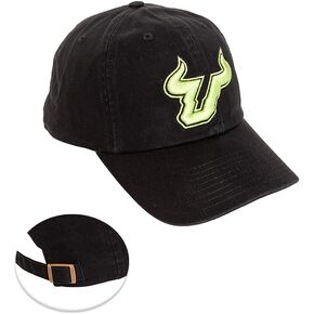 Desert Cactus University of South Florida Baseball Hat USF Bulls Brimmed Embroirderd Hats Cap Adjustable Cloth Strap Adult (Style H) Black
