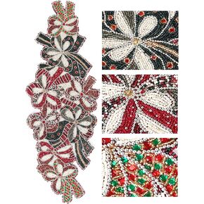 Beaded Table Runner, Beaded Table Runners 36 inches Long, Christmas Table Runner, Beaded Table Runner Spring, Beaded Table Runner Bright Colors, Beaded Table Runner Coffee Table - Dark Green Red