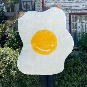 Hand Tufted Egg Rug 47x27 inches, Aesthetic Fun Accent Home Decor Soft Area Rug - Machine Washable Floor Carpet Mat for Kitchen, Living Room, Playroom - Housewarming Gift