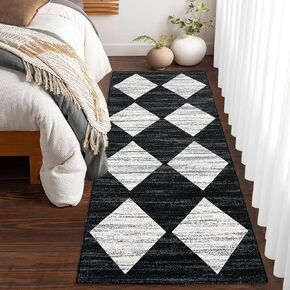 Area Rug 5x7 Washable Rugs Checkered Rug Modern Geometric Rug Bedroom Rug, Soft Neutral Accent Rugs for Living Room Entryway Dining Room,Stain Resistant Non-Slip Low-Pile Floor Carpet,Brown