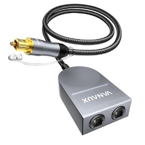 فاصل كابل الصوت البصري، 1 في 2 خارج الألياف الضوئية الرقمية Toslink S/PDIF، مطلي بالذهب للمسرح المنزلي، ومكبرات الصوت، وبلاي ستيشن، وأجهزة التلفاز، ومشغلات DVD (1.6 قدم/0.5 متر)