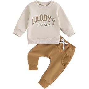 Toddler Baby Boy Fall outfit Mama's Boy Letter Embroidery Sweatshirt Top Elastic Pants Set Cute 2pcs Winter Clothes