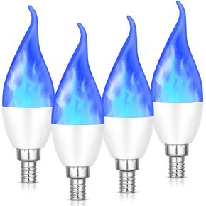 VIHOSE 4 قطع E12 LED لمبات إضاءة اللهب 3 أوضاع وامضة لمبة إضاءة E12 شمعدان قاعدة شمع لهب مصباح الهالوين وحفلات عيد الميلاد في الأماكن المغلقة والخارجية، 1.2 واط، 1800 ك (أرجواني، برتقالي) in Kuwait