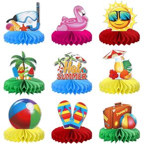 18 PCS Tropical Aloha Luau Centerpiece Sticks Palm Tree Turtle Leaves Flamingo Pineapple Table Flower Centerpieces for Summer Hawaiian Tropical Luau Theme Birthday Party Decorations Supplies