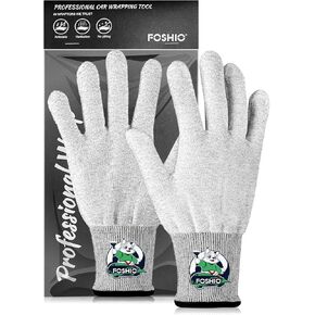 FOSHIO Grey Vinyl Wrap Gloves, Professional Carbon Fiber Anti-Static Tint Gloves, Dust-Free Wrap Glove for Wrapping Vinyl