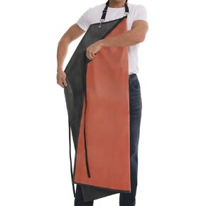 Thick Waterproof Rubber Black Vinyl Apron for Men 39" Heavy Duty Long Chemical Resistant Industrial Work Apron Adjustable Plastic Aprons for Dishwashing Butcher Dog Grooming Lab Work Cleaning Fish
