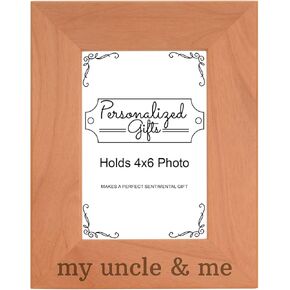ThisWear Uncle Picture Frame Uncle and Me Natural Wood Engraved 4x6 Portrait Picture Frame Wood