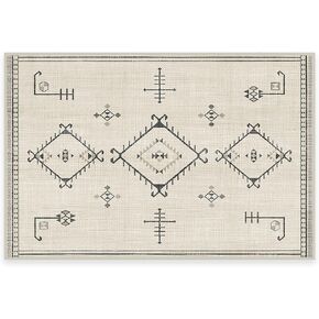 RUGGABLE Damali Runner Rug - Perfect Boho Washable Rug for Entryway Hallway Kitchen - Pet & Child Friendly - Non-Toxic - Stain & Water Resistant - Black & White 2.5'x7' (Classic Pad)