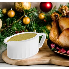 Gravy Boat - 21 Oz Capacity - Classic Sauce Boat Porcelain Creamer Pitcher - Easy Pour, Elegant Design