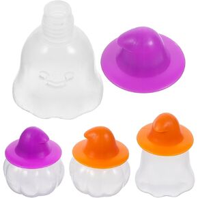 Hemoton 4pcs Squeeze Salad Dressing Bottles Halloween Pumpkin Shape Portable Sauce Bottle Condiment Bottles Dressing to Go Condiment Bottles