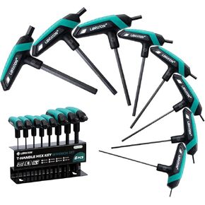LIBRATON T Handle Torx Wrench Set, T10-T50 Torx Star Wrench with T-Handle, Two-tip Design, Suitable for Torx Screws, Torx Set for DIY, Auto Bike Repair Tool, 9PCS with Storage Rack