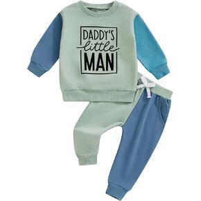Toddler Baby Boy Fall Winter Outfit Long Sleeve Letter Print Sweatshirts and Jogger Pants Infant Boy Clothes