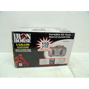 Ironhorse IHCT-05 5-Gallon 150 PSI Max Portable Air Tank with 4 ft ¼ in Air Hose, Easy Read Tank Gauge