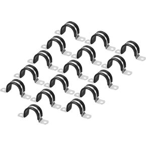 Unifizz 6Pcs 77mm(3") Cable Clamp, Rubber Cushioned Insulated Clamp 304 Stainless Steel U Shape Bracket Metal Hose Clamp Tube Holder for Pipe Wire Tube