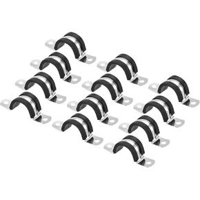 Unifizz 6Pcs 77mm(3") Cable Clamp, Rubber Cushioned Insulated Clamp 304 Stainless Steel U Shape Bracket Metal Hose Clamp Tube Holder for Pipe Wire Tube