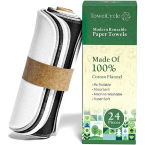 Reusable Paper Towels (24 Pack) - 100% Cotton Hand Towels for Kitchen - Zero Waste Cleaning Cloths - Washable Paper Towels - Reusable Napkins Paper Towel Alternative - Eco Friendly Gifts in Saudi Arabia