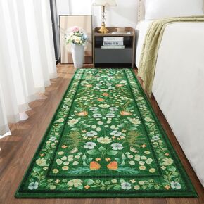 Przemy Rugs for Bedroom Living Room 4x6 Washable Boho Area Rug, Shag Non Slip Low Pile Carpet, Floral Vintage Floor Rug for Kids Dorm Nursery Office Playroom Indoor Decor, Purple
