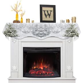 Mantle Scarf 90 x 17 Inch, Christmas Tree Winter Forest Trees Snowflake Fireplace Mantel Scarf Mantel Cover Runner for Xmas Winter Christmas Holiday Party Decor