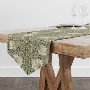 William Morris Vintage Floral Table Runner,Botanical Sage Green Yellow Rectangular Runner,Vintage Chic Table Runner for Holiday Party,Wedding and Indoor Outdoor Dining Table Decor,13"x72"