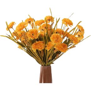 Artificial Mums Flowers Fake Chrysanthemum Florals Faux Fall Chrysanthe Flowers Arrangements Bouquets Fake Pincushion Silk Flower for Thanksgiving and DIY Decor
