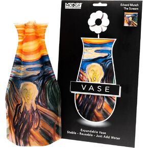 MODGY Expandable Flower Vase Plastic Decorative Modern Vases for Flowers Centerpieces Dining Table Decor Living Room Bathroom Wedding Office, Edvard Munch - The Scream Multi-Colors
