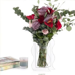 Book Vase for Flowers Clear Book Vase - Modern Curved Clear Acrylic Book Flower Vase, Aesthetic Room Decor for Home, Bedroom, Office, Decorations