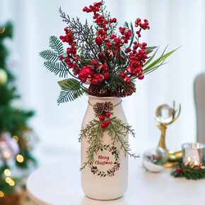 Sziqiqi Christmas Vase for Table Centerpieces: 9in White Xmas Decoration Flower Vase Holiday Ornaments Metal Vases for Home Decor Indoor Matte Boho Vase for Flower Coffe Dining Room Table Party