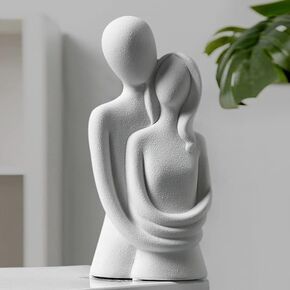 Couple Sculptures for Home Decor, Hugging Couple Figurines,Modern Couple Sculpture,Modern Romantic Sculptures for Living Room Bedroom Office Decor, Gift for Anniversary Valentine Birthday(Sandstone)