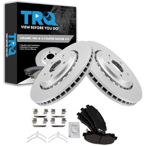 TRQ Front Premium Ceramic Brake Pad & Coated Rotor Kit Compatible with Nissan Altima