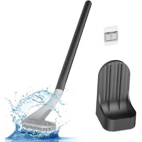 Toilet Brush, Long Handle Golf Toilet Brush with Holder 360° Deep Cleaning Flexible Silicone Toilet Cleaner Brush Wall Mounted for Bathroom (White)