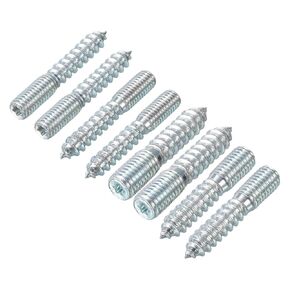 uxcell M8/M10 Hanger Bolts Length 50mm Double Headed Bolts Self-Tapping Screw 8mm/10mm Wood Joint Furniture Legs 8Pcs Each