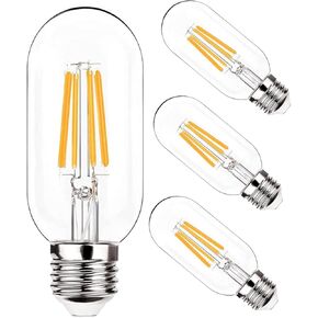 Dimmable T45 LED Edison Bulb,2700K Warm White,5W Antique Tubular LED Filament Bulbs,60 Watt Equivalent E26 Base,Pack of 4